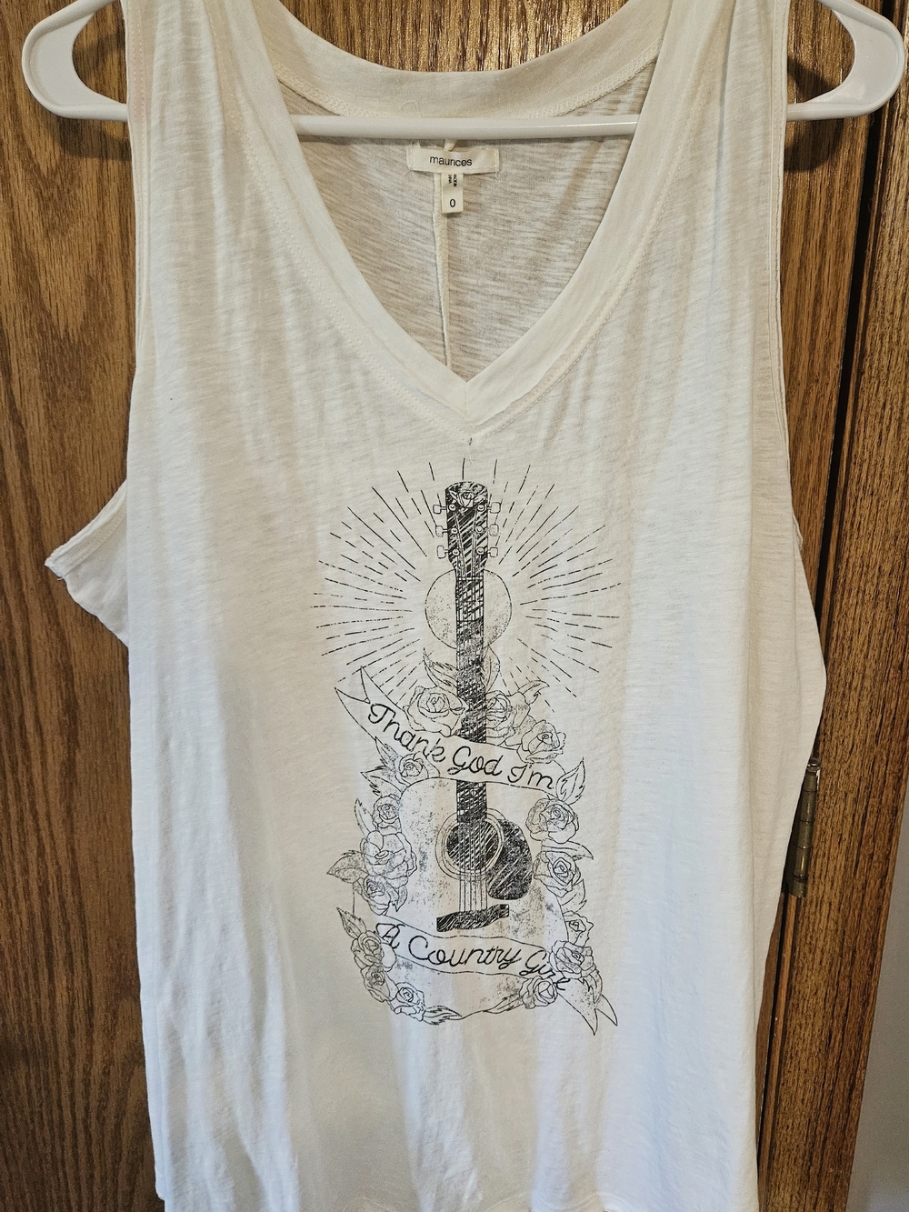 Maurices White Graphic V-Neck Tank Top
